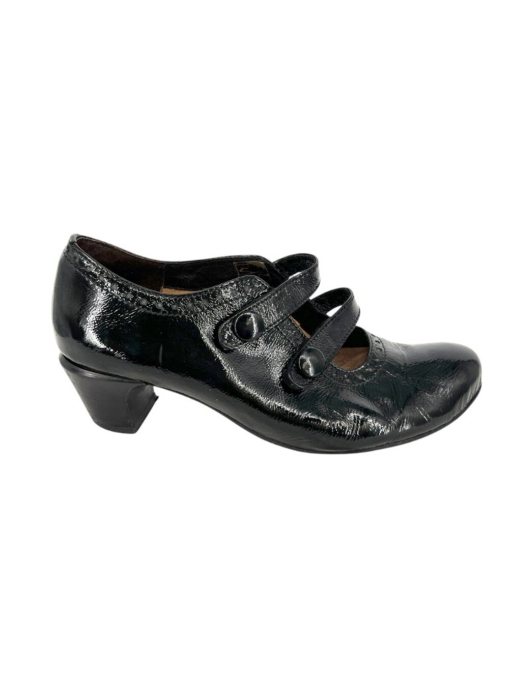 Wolky Waltz Mary Jane Shoes Black Patent Low Heel Double Strap Size 42 EU 11 US